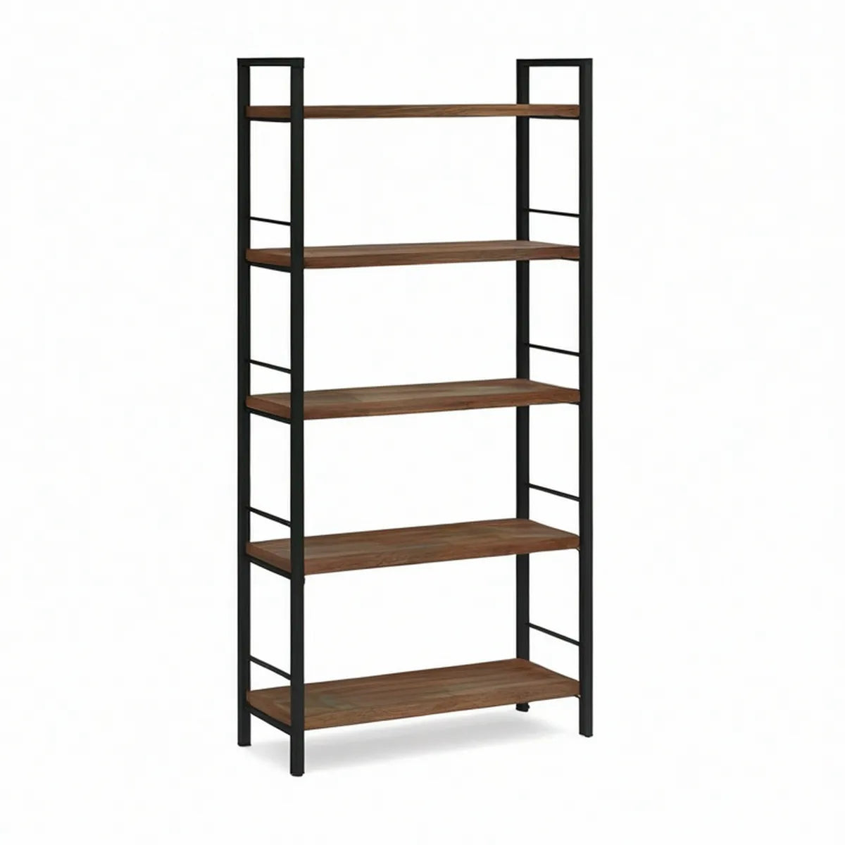 Regál s 5 policemi 180 × 80 × 30 cm z MDF a oceli, hnědý a černý