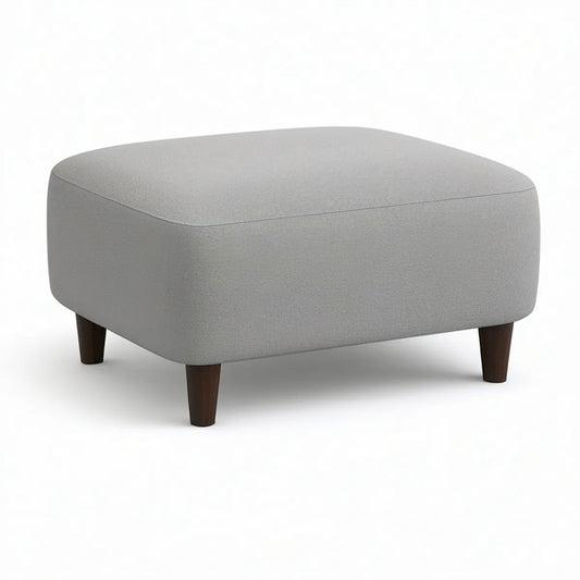 Čalouněný taburet 80 × 60 × 42 cm, světle šedý s tmavě hnědými nohami